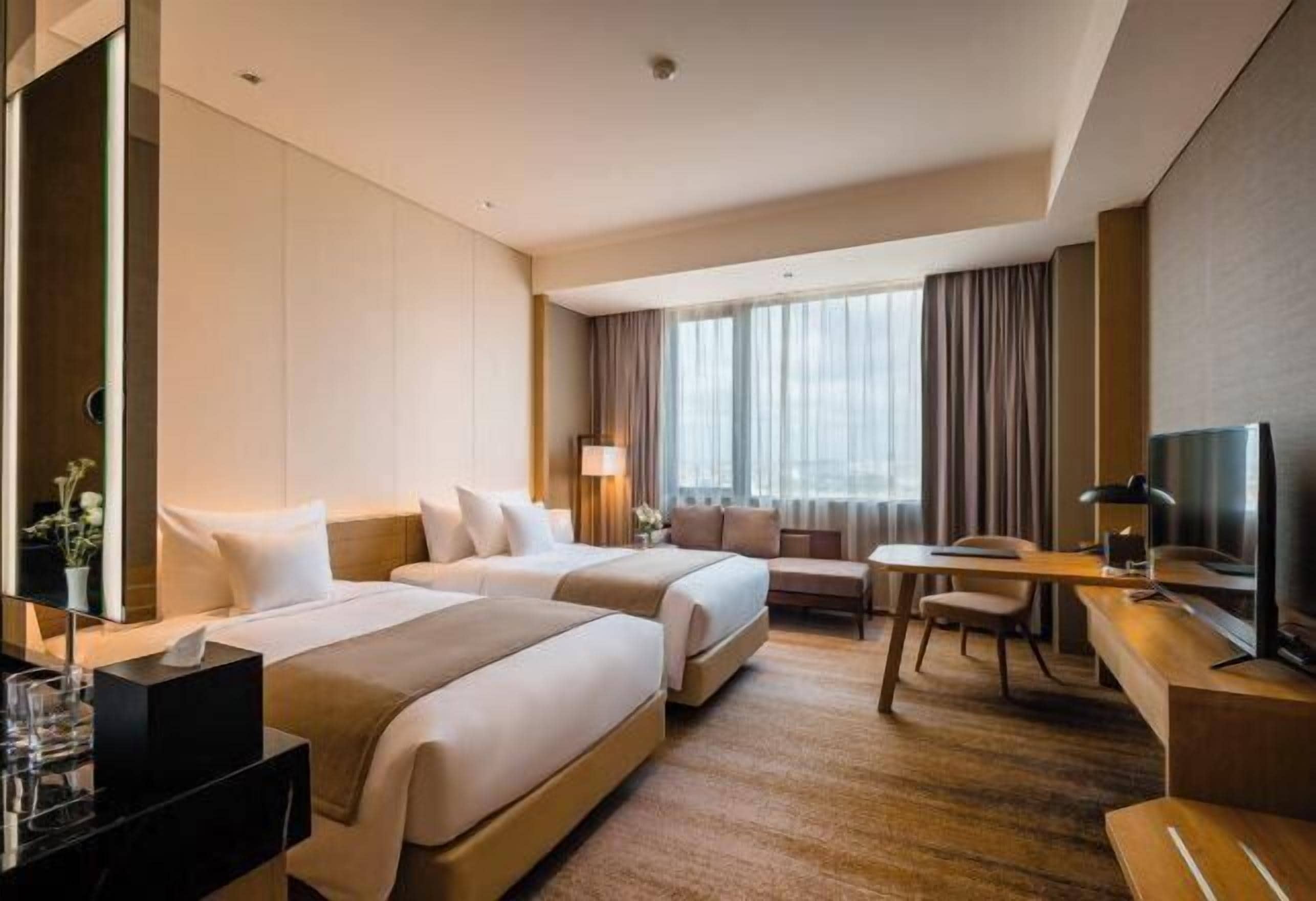 In-room safe, desk, laptop workspace, blackout drapes