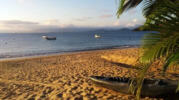 On the beach, white sand