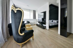 华丽公寓 | 起居区 | 49-英寸智能电视 （配备数码频道）、电视