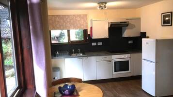 Fridge, microwave, oven, electric kettle