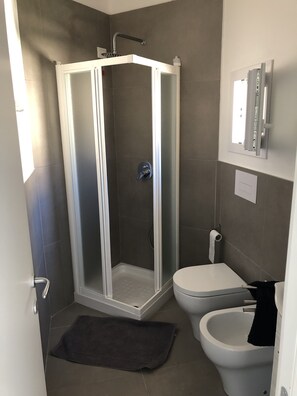 Dusche, Haartrockner, Bidet, Handtücher