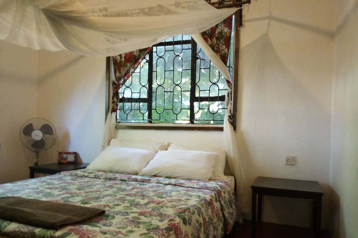 Blackout curtains, iron/ironing board, bed sheets