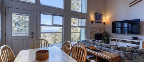 TV, fireplace, DVD player, books