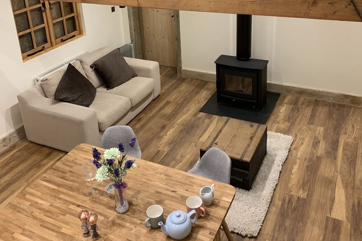 Apartemen Eksekutif | Ruang keluarga | TV layar datar dan perapian