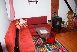 Apartment, 1 Bedroom, Terrace | Living room | Flat-screen TV, fireplace, DVD player - Villle M&S (Raška)