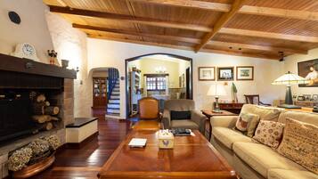 Una Smart TV, una chimenea, videojuegos, un reproductor de DVD