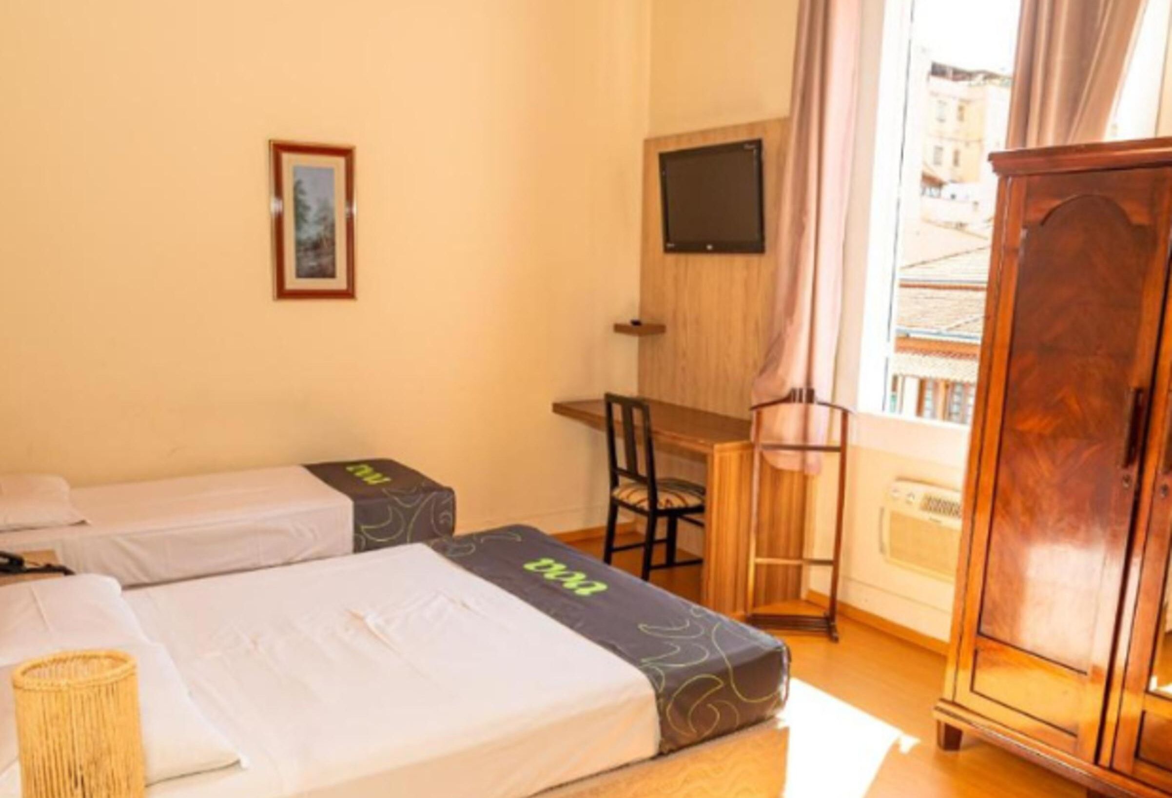 Minibar, desk, laptop workspace, blackout curtains