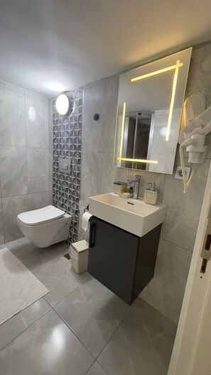 Suite ejecutiva | Baño | Regadera, pantuflas, toallas