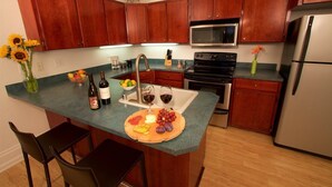 Private kitchen - One — King Bed, Historic Downtown Apartment in Nicely Appointed Building on Main Street (Walla Walla)