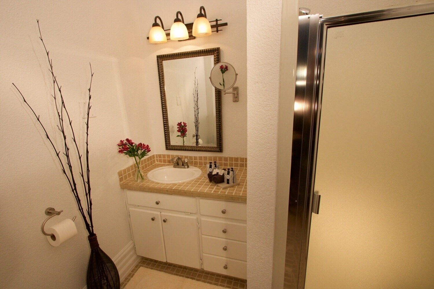 Hair dryer, towels