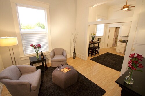 Five — King Bed, Historic Downtown Apartment in Nicely Appointed Building on Main Street