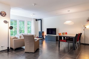 TV, fireplace