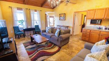 TV, fireplace, video games, DVD player