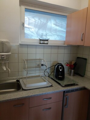 Fridge, microwave, stovetop, dishwasher