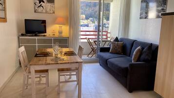 Een televisie en boeken