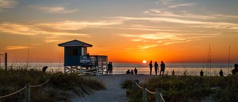 Beach nearby, sun-loungers, beach towels