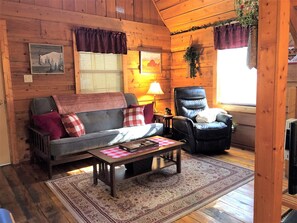 Smart-TV, Kamin, DVD-Player, Bücher