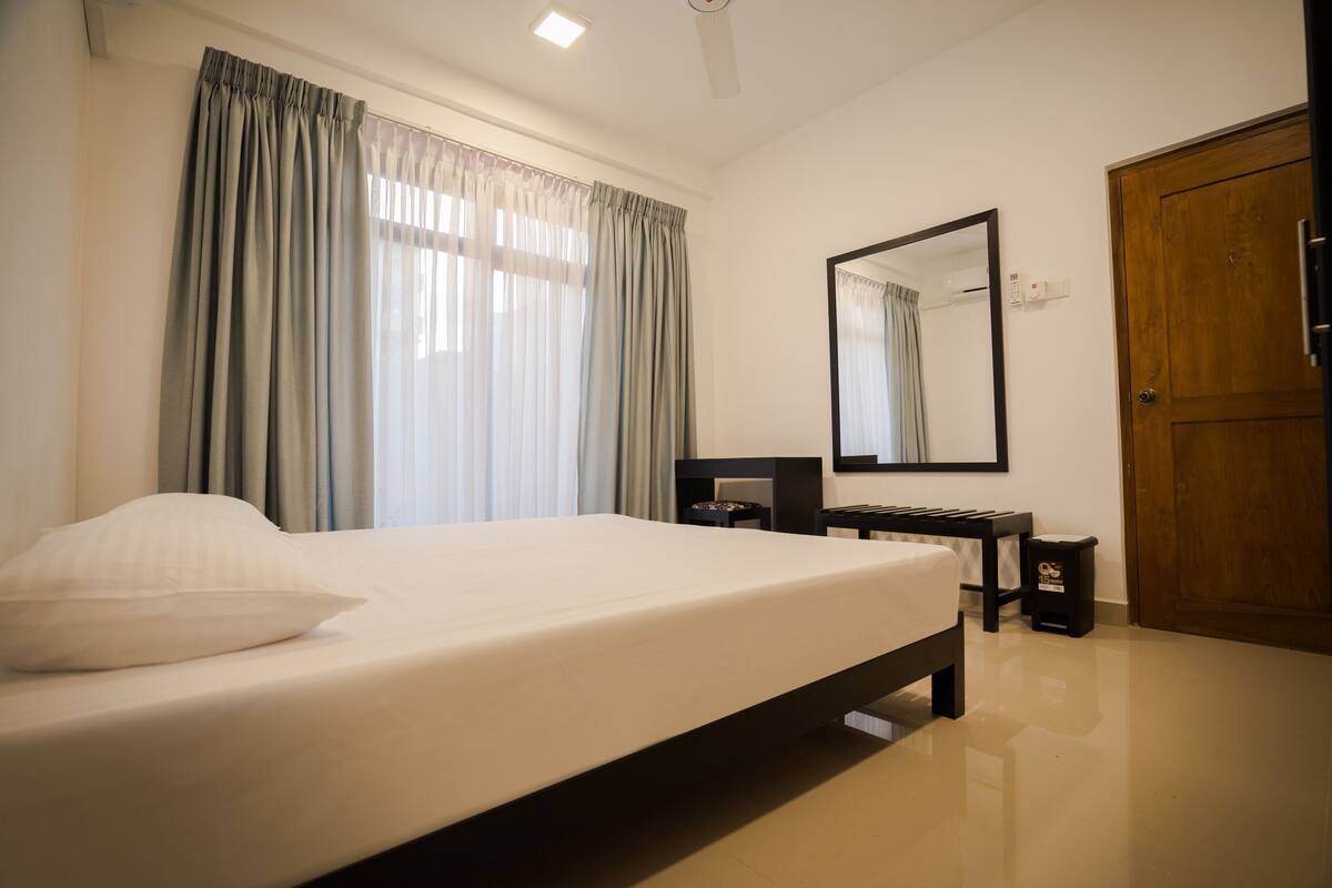 Select Comfort beds, desk, laptop workspace, individually furnished