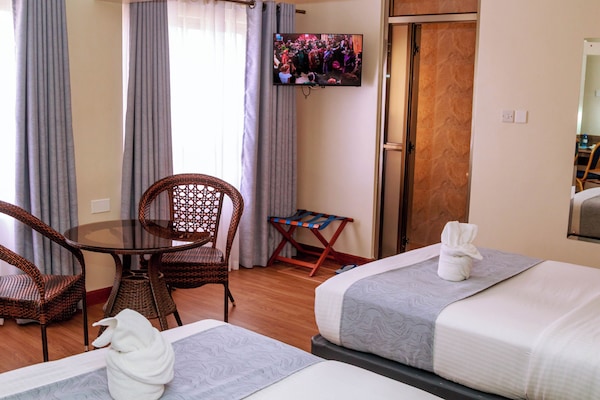 Individually furnished, blackout drapes, free WiFi, bed sheets