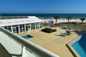 Balcony view of Indoor Pool at Beachfront Pool Area at Perdido Sun Unit 210