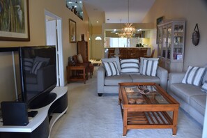 Smart TV, DVD player, books, stereo