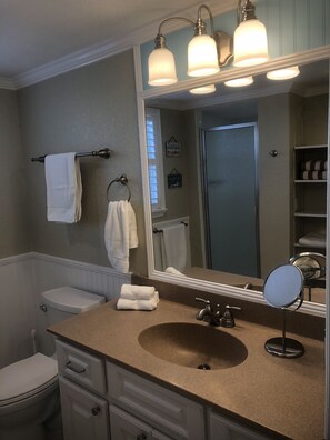 Dusche, Haartrockner, Handtücher