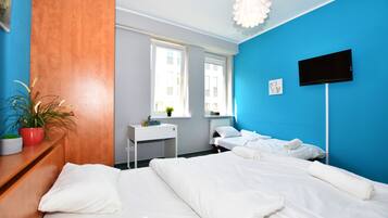 Hypo-allergenic bedding, desk, laptop workspace, iron/ironing board
