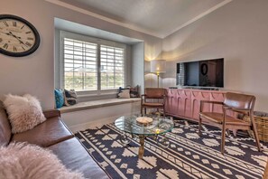 Smart TV, DVD player, books, video library