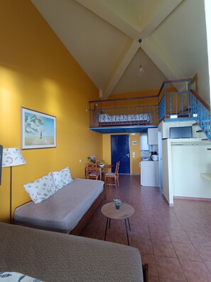 Suite Studio, vue mer | Literie de qualité supérieure, couette en duvet d'oie