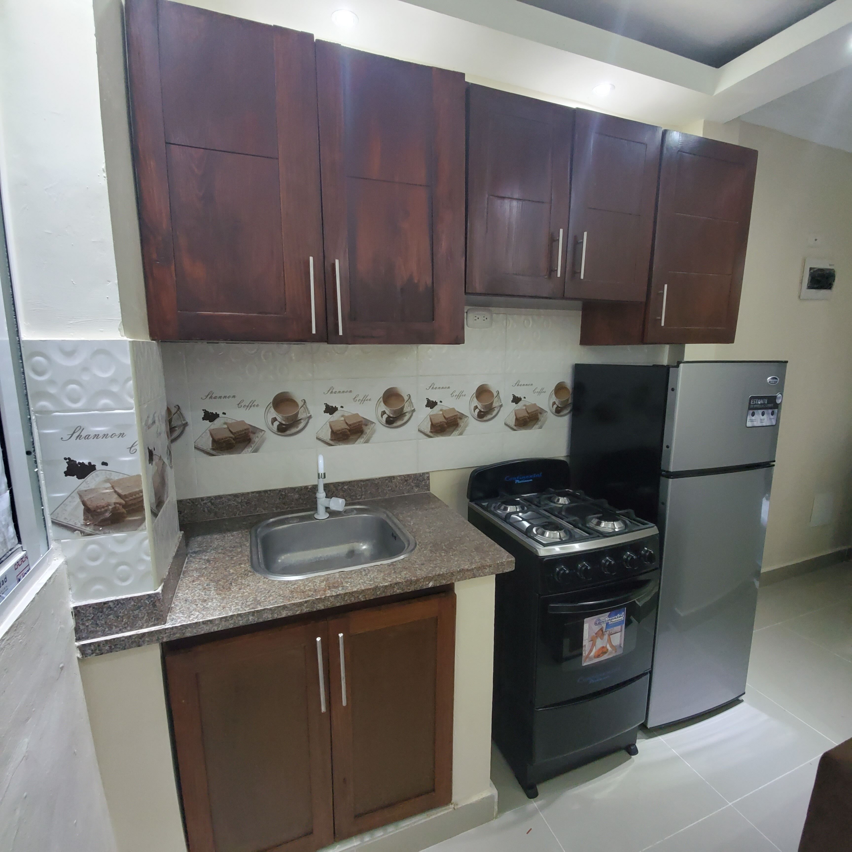 Fridge, microwave, oven, dishwasher