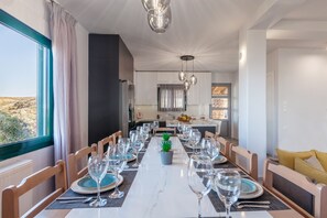 Dining - Villa Ourania with private pool and panoramic view, Sleeps 24+ (Lygaria)