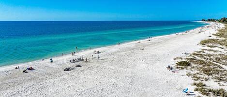 On the beach, beach towels