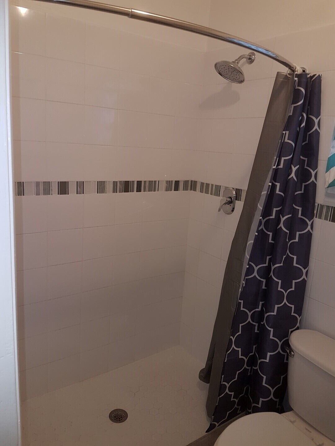 Shower, towels, toilet paper