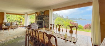 Dog-friendly, waterfront home with ocean views, private hot tub & deck