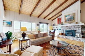 TV, books, music library, stereo