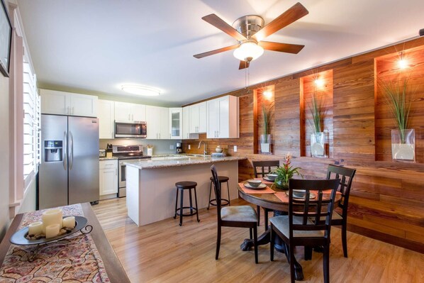 Fridge, microwave, coffee/tea maker