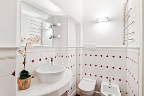 Regadera, secadora de cabello, bidet, toallas 