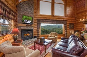 Smart TV, fireplace, DVD player