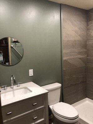 シャワー、タオル、石鹸、トイレットペーパー