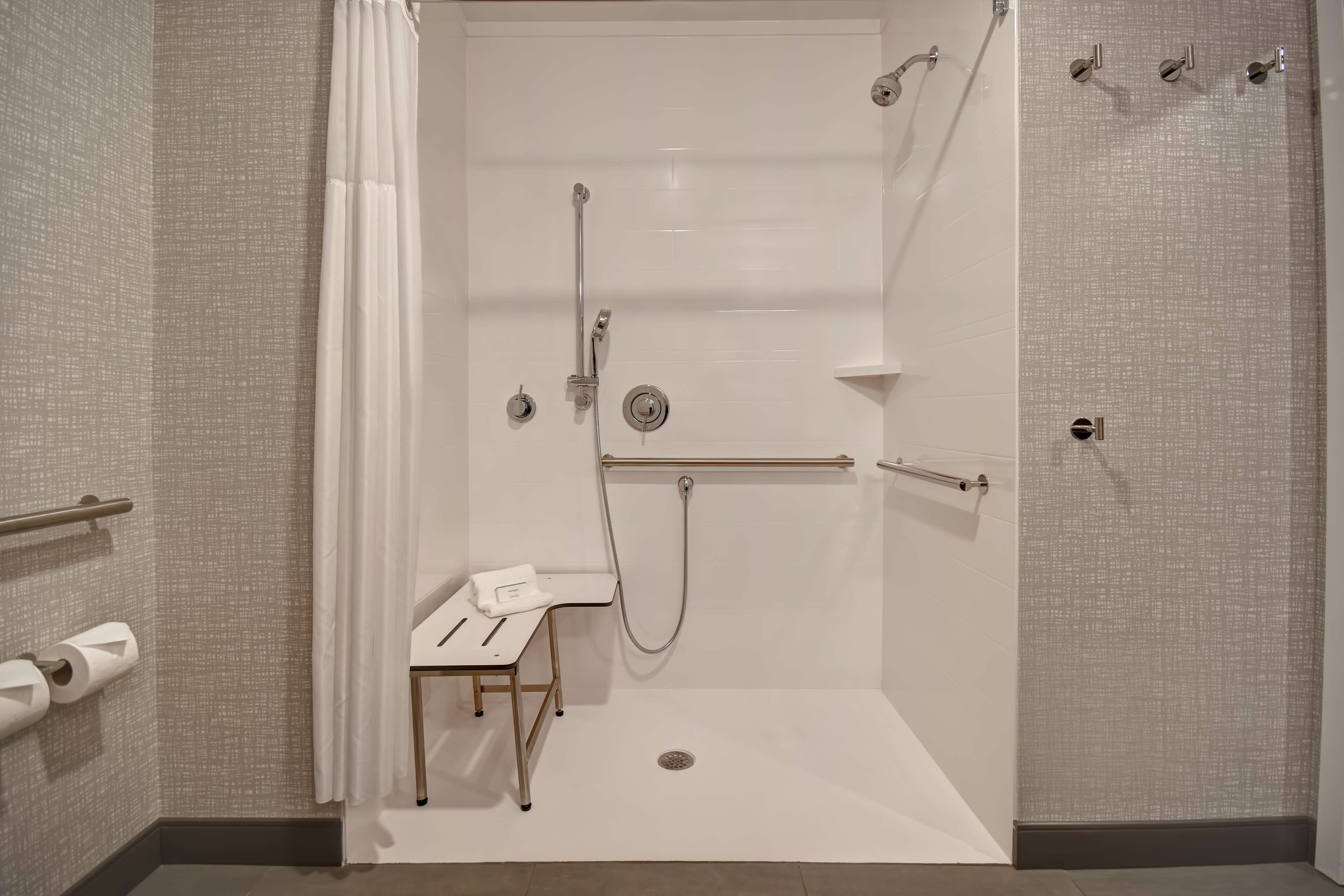 room, 1 king bed, accessible, non smoking (roll-in shower) | bathroom shower