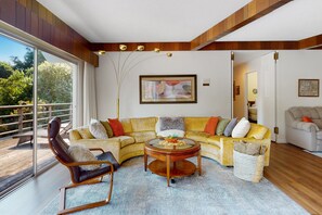 TV, books, video library, stereo