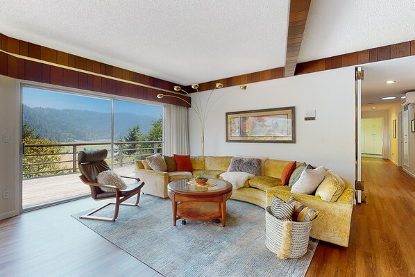 TV, books, video library, stereo