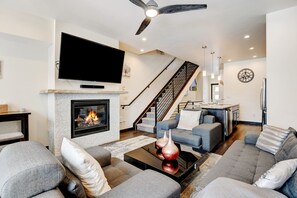 Smart TV, fireplace, video games, Hulu