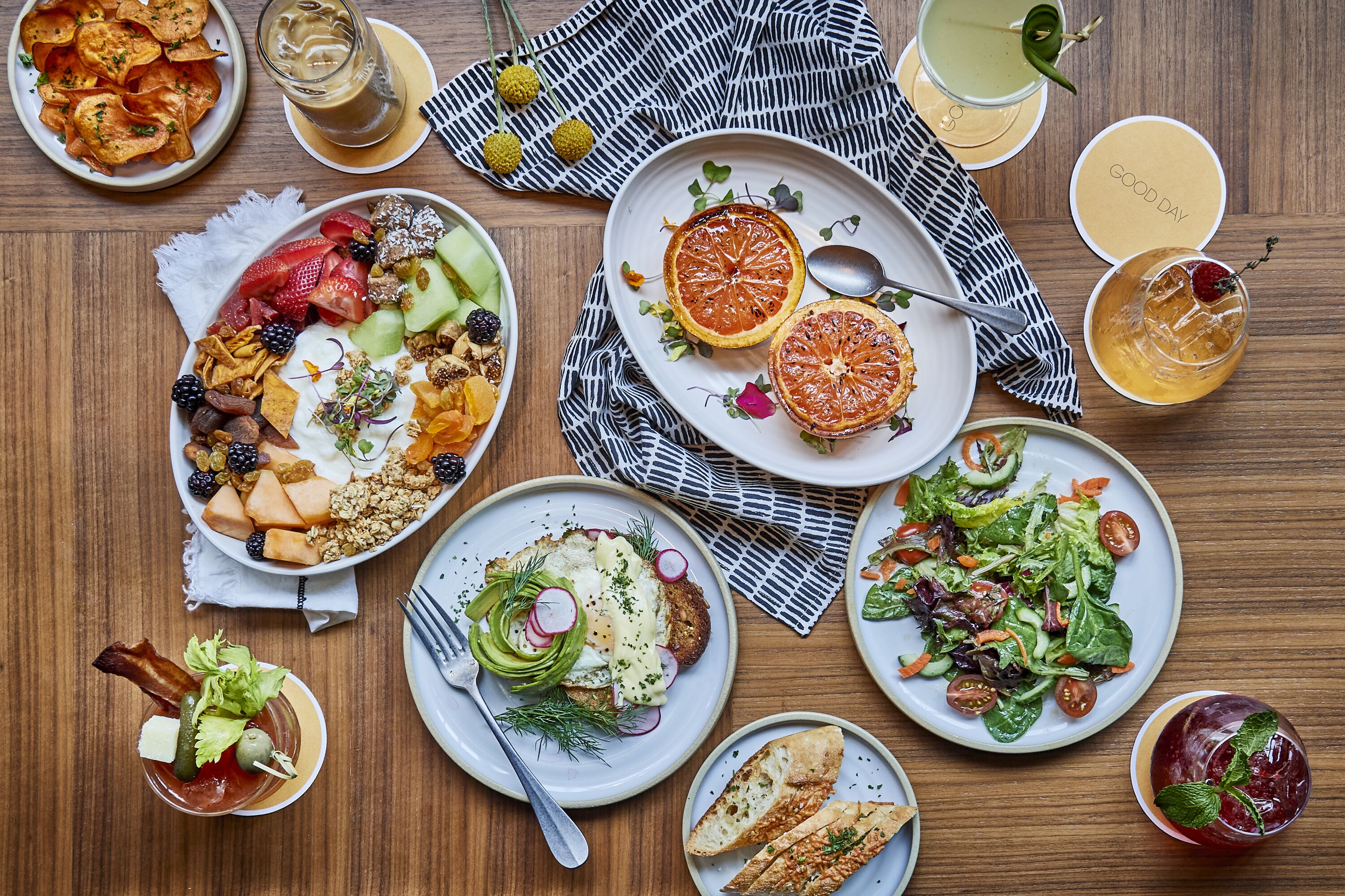 breakfast, lunch and dinner served