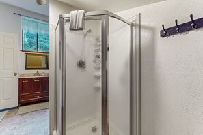 Hair dryer, towels