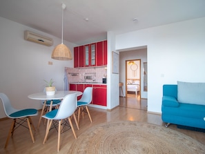 Family Apartment, Sea View (Red) | Private kitchen | Full-sized fridge, microwave, stovetop, espresso maker - Sunny Apartments (Solta)