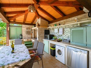 Microwave, oven, dishwasher, toaster - Cosy apartment for 4 people with A/C, private pool, WIFI, TV, terrace and pets allowed (Pazin)