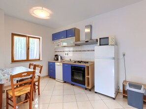 Microwave, dishwasher, toaster, dining tables
