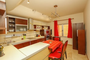 Appartement présidentiel, vue sur la ville | Cuisine privée | Réfrigérateur, four à micro-ondes, un four, surface de cuisson