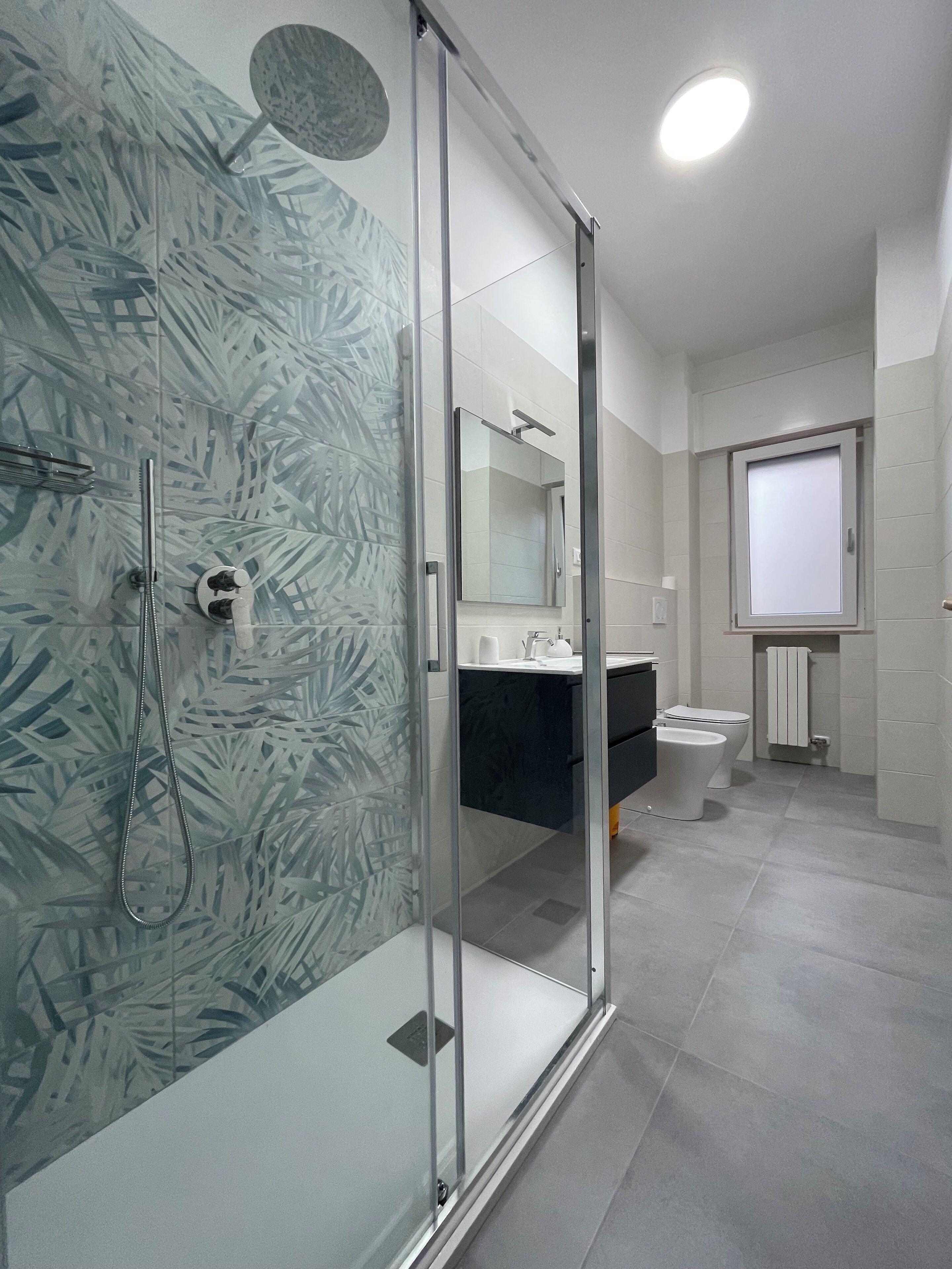 Combined shower/bathtub, hair dryer, bidet, towels